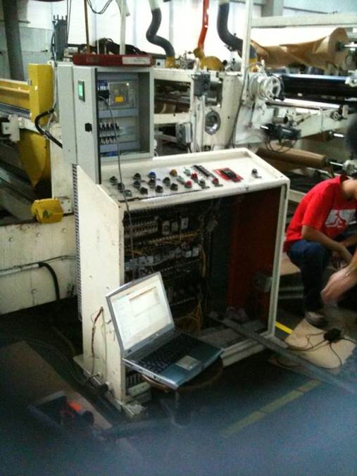 (After) Plastic Trimmer Machine: Upgraded from Hard-Wired Relay Configuration to Automated PLC & Touch Screen System